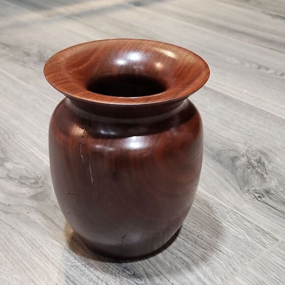 Vintage Wooden Dark Vase - Picture 1 of 6